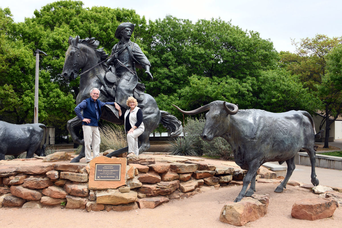 296 Dave and Bernice Mettenbrink at the Chisholm Trail commemorative display on the Brazos River.JPG